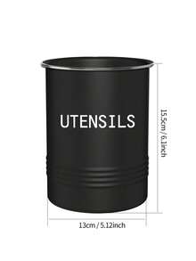 1PC Farmhouse Black Metal Kitchen Utensils Holder Countertop Cooking Tools Storage Bucket Organizer - View 6