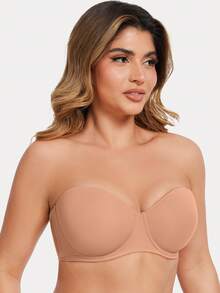MELENECA Women's Strapless Bra For Large Bust Back Smoothing Plus Size With Underwire - Maroon - View 4
