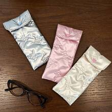 Ins Glossy Bow & Heart Embossed Glasses Storage Bag, Travel Portable Fashion Glasses Organizer, Multi-Function Small Item Storage - Multicolor - View 6