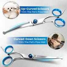 JIASLING 5pcs/7pcs Professional Pet Grooming Scissors Set, Stainless Steel Round Tip Dog Cat Hair Cutting Thinning Shears Kit With Comb & Leather Case - View 5