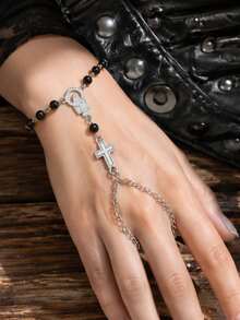 1pc Gothic Style Metal Chain Cross Finger Chain, Suitable For Daily Wear, Gatherings And Parties Religious Jewelry - Multicolor - View 2