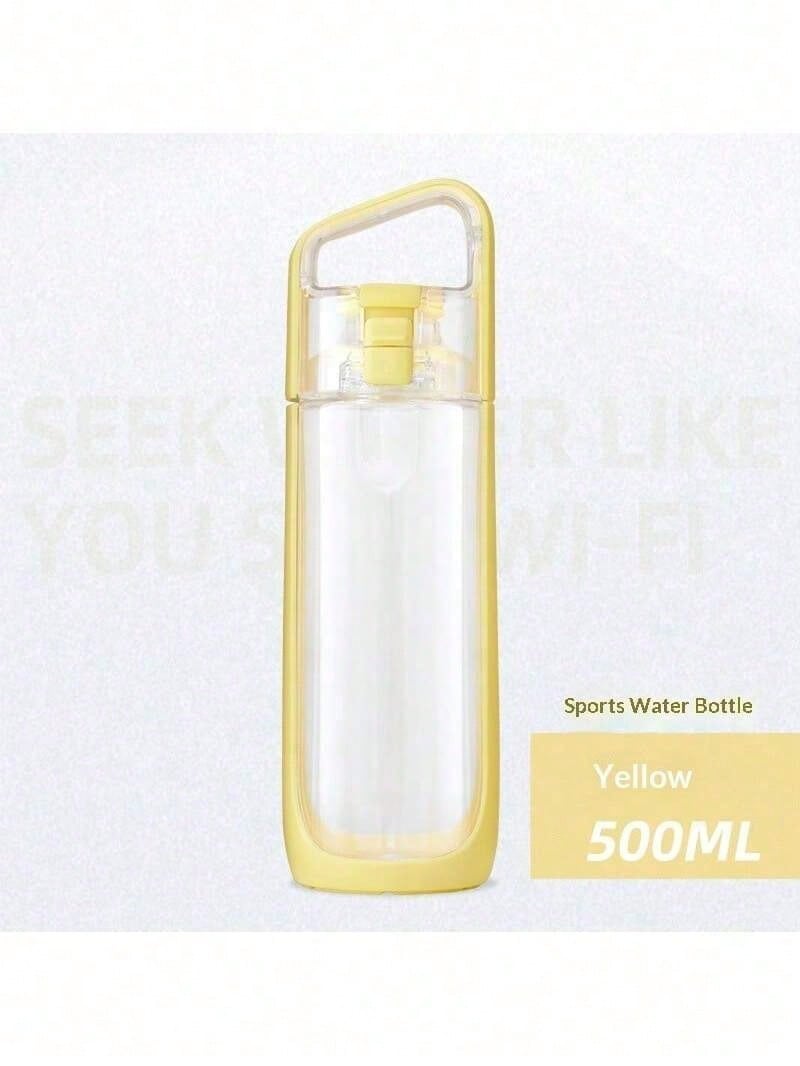 Kor Dual Use Water Bottle With Straw Portable Square Clear Water Cup Dual Drinking Modes Leakproof Travel Sports Drinking Bottle For Girls - 黃色 - 查看 1