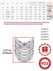 1pc S925 Sterling Silver Round White Zirconia Inlaid Ring For Women Engagement Wedding Band With Gift Box - Silver - View 4