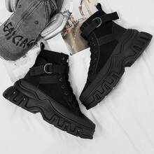 Men High-Top Leather Riding Boots - All Black Height Increase - View 5