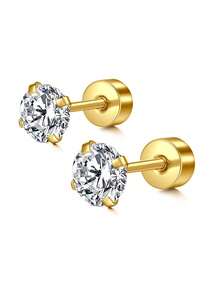 2pcs Elegant Studs Earring For Women Fashion Butterfly Moon Ear Stud Cubic Zirconia 20G Studs Earring Jewelry - Gold - View 4