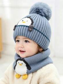 Infant & Toddler Knitted Hat And Scarf Set, Warm And Comfortable, Suitable For Boys And Girls Aged 1-5, For Autumn And Winter - Multicolor - View 2