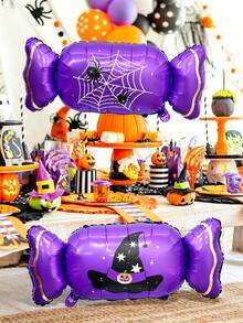 2/3pcs Halloween Candy Shaped Aluminum Foil Balloons, Black Purple Orange Candy Balloons, Suitable For Halloween Theme Party, Birthday Party Decoration, Trick Or Treat, Halloween Home Decor Supplies - Multicolor - View 5