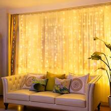 Battery Case Design Window Curtain Lights With 8 Light Modes, Soft Warm Glow LED String Lights For Backyard Gazebo Holiday Party Decoration - Warm White - View 4