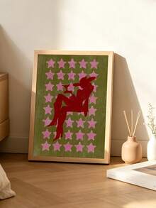 1 Piece Cowgirl Painting Posters Women Print Picture Red Silhouette Art Poster Pink Stars Background Mural Funky Wall Arts Western Wall Print Bar Decor Preppy Dorm Decoration No Frame - Cowgirl - View 5