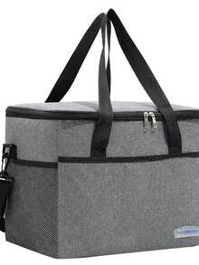 Sac isotherme de pique-nique unisexe avec bandoulière amovible, doublure en feuille d'aluminium épaissie, anti-poussière, isolation thermique, sac de rangement de boîte à lunch de style urbain géométrique, convient pour la randonnée en plein air, la fête à la plage, le déjeuner en famille, les fournitures pour les fêtes du Nouvel An - A - Voir 14