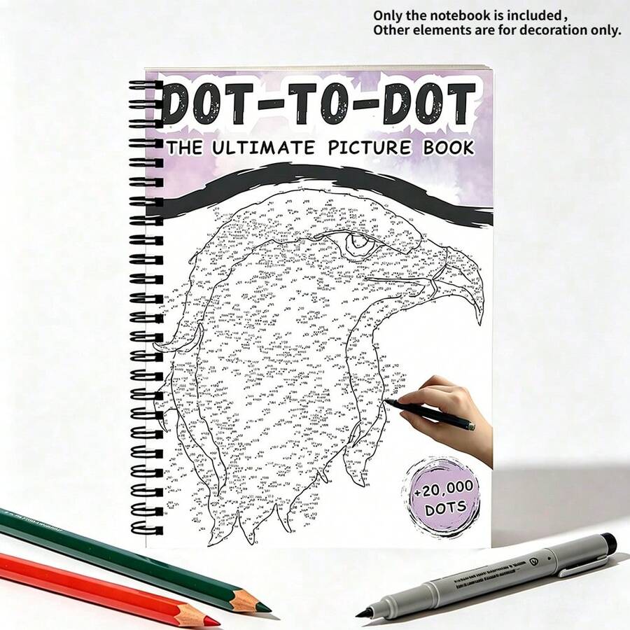 A5 Mystery Connect-The-Dots Coloring Book For Markers, 30-Page Flat-Lay Spiral Bound Notebook, No-Bleed Art Gift For Adults