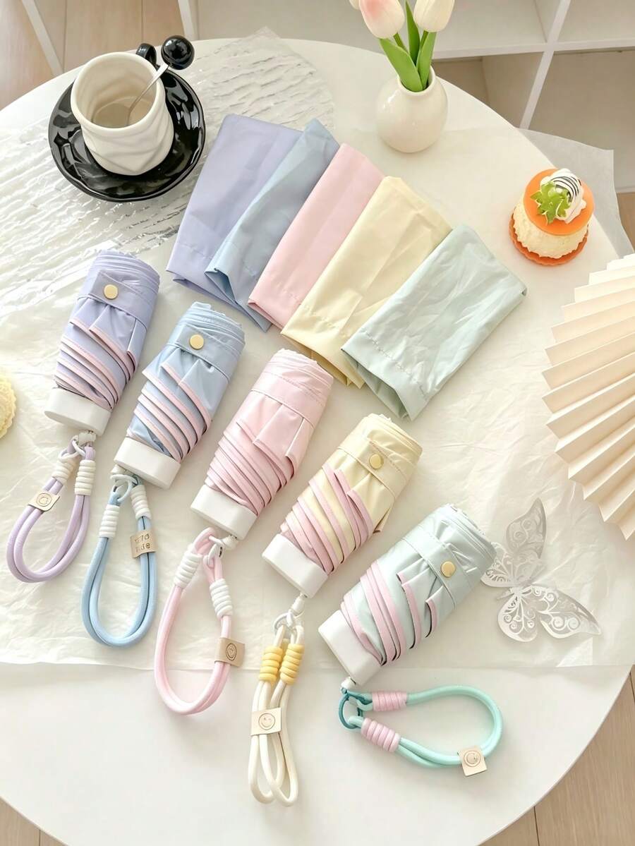 1件 UPF 50+ 旅行折疊傘,耐用防紫外線遮陽傘,馬卡龍色,輕巧堅固迷你傘,適合男女通勤、雨天/晴天、開車、返校使用 - 多色 - 查看 1
