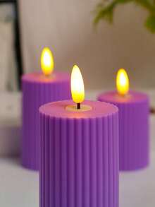 Holiday Atmosphere Hot-Selling Purple LED Simulated Electronic Candle Striped Gear-Shaped Simulated Candle Holiday Atmosphere Decorative Light Gift Suitable For Multiple Scene Display - Purple Gear - View 4