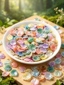 50/100/200pcs 20mm White Shell-Shaped Acrylic Beads, Cream Petal Bead Caps, Suitable For DIY Crafts, Jewelry Making And Phone Case Decoration - Multicolor - View 11