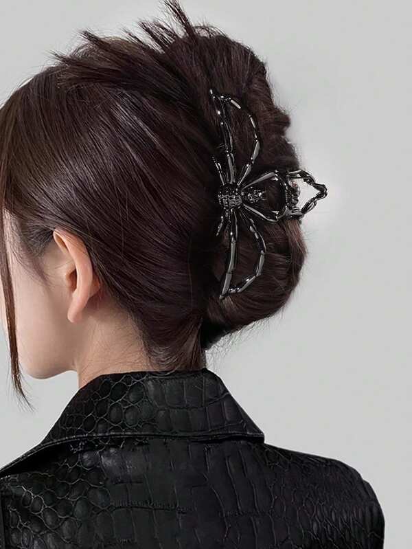 1pc Spider Shaped Metal Hair Clip, Hair Claw, Gothic Style Spider Hair Clip, Street Hair Clip, Hair Clip Style Hairpin, Hair Clip, Hair Clip Buckle, Autumn/Winter Women's Hair Accessory, Vacation Style, Summer Beach Style
