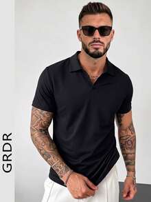 GRDR 男士夏季 Polo 衫，适合商务、办公、会议和谈判场合 - 黑色 - 查看 4