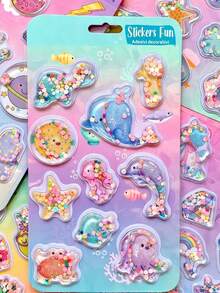 彩色 3D 環氧樹脂貼紙，防水、可重複使用、可移除、自黏式，高品質樹脂材質，適用於裝飾手機、手機殼、筆記本電腦、PC、平板電腦和文具（筆記本、計畫書、日誌、日記、剪貼簿），也適用於馬克杯、保溫杯和冰箱 - 多色[款式/底卡隨機] - 查看 6