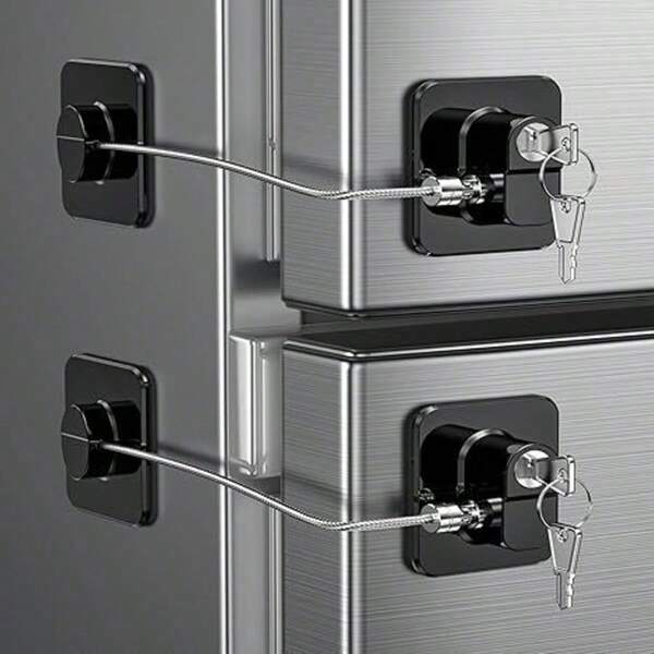 1 Set Refrigerator Chain Lock, Cold-Resistant Lock, Safety Cabinet Lock, Suitable For Kitchen, Openable Furniture, Sliding Cabinets, Drawers And Toilet Lids