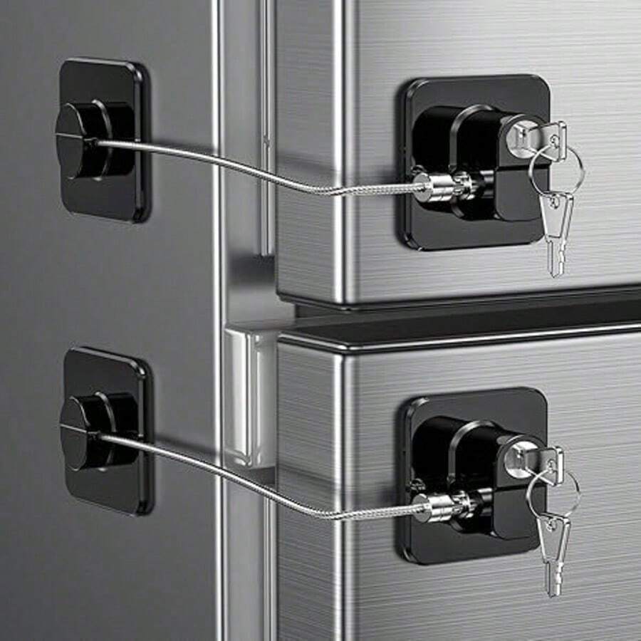 1 Set Refrigerator Chain Lock, Cold-Resistant Lock, Safety Cabinet Lock, Suitable For Kitchen, Openable Furniture, Sliding Cabinets, Drawers And Toilet Lids