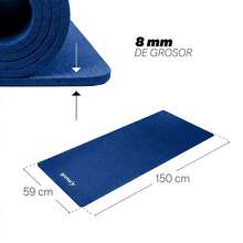 MUUK FITNESS Tapete de Yoga Foamy Antideslizante 150 x 59 cm | Esterilla Ligera de 8 mm con Correa de Transporte| Almohadilla para Rodillas y Codos | Material EVA Resistente, Ligero y Cómodo | Ideal para Ejercicio en Casa, Gimnasio, Parque, Viajes, Meditación y Estiramientos - Azul Rey - Ver 6