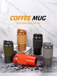 1pc Travel Mug With Leak-Proof Lid, Insulated Reusable Coffee Cup For Hot And Cold Drinks/Tea, Portable Stainless Steel Insulated Takeout Coffee Cup, Suitable For Car Use - Multicolor - View 2