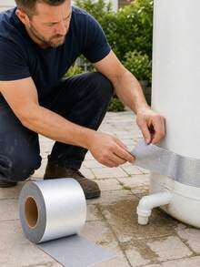 1 Roll Heavy Duty Waterproof Aluminum Foil Tape - Ultra Durable, Heat Resistant, Insulating, Leak-Proof, Rust-Proof, Instant Sealing, Suitable For Pipes, Water Pipes, Roofs, Walls And Pool Repair - Multicolor - View 4