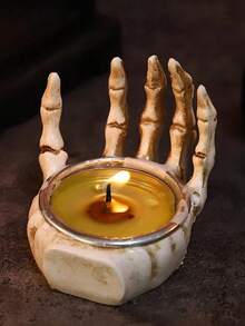 3pcs Halloween Skeleton Hand Candle Holder, Eerie Decor, Suitable For Halloween, Escape Room, Puzzle Games, Movie Props, Create Holiday Atmosphere, Tabletop Decoration, Candle And Aromatherapy Base - Skull Candle Holder - View 6