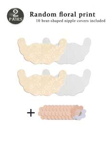 2/4 Pairs Plus Size Breathable Invisible Lace Breast Lift Tape, Random Print, Suitable For Wedding Dress Strapless, Large Breast Lift Tape - Multicolor - View 23