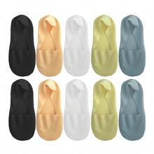 chuanwa（2） 1/5/10 Pairs Women's Socks Summer Thin Invisible Boat Socks Breathable Soft Comfortable Ice Silk Silicone Anti Slip Solid Color Minimalist Shallow Socks - Multicolor - View 17