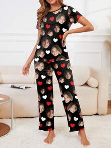 Printstory Custom Women's Sleepwear Set, Personalized With Any Pattern, Customized With Unique Gifts Suitable For Family, Friends, Holiday Parties - Black - View 5
