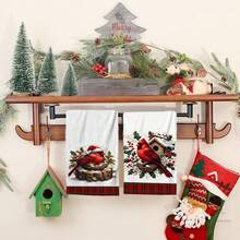 2/4/48pcs Christmas Series North American Cardinal Pattern Printed Kitchen Towels - Super Soft, Highly Absorbent Polyester Dish & Hand Towels, Perfect For Holiday Decor, Kitchen Decor, Party Decor. - Multicolor - View 9
