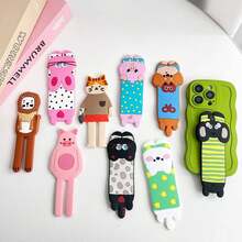 1 buah Stand Casing Ponsel Lipat DIY Bergambar Kartun Kucing & Anjing Berkaki Panjang, Kreatif dan Portabel - MultiWarna - View 2