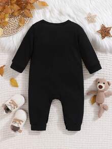 Infant Halloween Cartoon Long Sleeve Romper, Toddler Jumpsuit And Baby Boy Romper, Suitable For Halloween Party, Outdoor Wear - Black - View 3