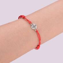 1pc S925 Sterling Silver Engraved Compass Round Pendant Multi-Layer Black Adjustable Wax Cord Bracelet, Travel Adventurer Niche Drawstring Wish Silver Hand Rope Accessory - Silver - View 8