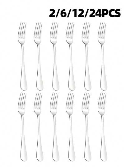 2pcs/6pcs/12pcs/24pcs Silver Stainless Steel 1010 Forks, Approx. 5.31 Inches 13.5cm Long, Mirror Polished, Dishwasher , Perfect For Home Kitchen Or Restaurant Use, Kitchen Supplies, Christmas Gift.