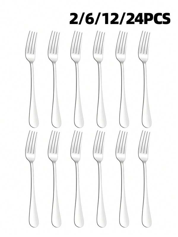 2pcs/6pcs/12pcs/24pcs Silver Stainless Steel 1010 Forks, Approx. 5.31 Inches 13.5cm Long, Mirror Polished, Dishwasher , Perfect For Home Kitchen Or Restaurant Use, Kitchen Supplies, Christmas Gift.