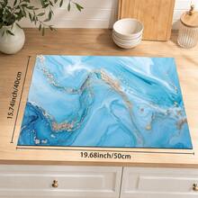 1 pieza Alfombrilla de drenaje de cocina de tierra de diatomeas con patrón de mármol azul & blanco y dorado, alfombrilla absorbente de secado rápido y antideslizante para cafetera y alfombrilla de secado de platos, adecuada para encimera de cocina y mesa de comedor - Multicolor - Ver 12