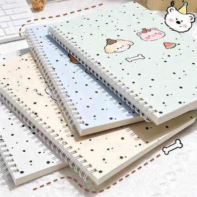 2PCS Cartoon Student A5 Animal Spiral Notebook - Random Style - Highly Attractive Cute Animal Spiral Student Diary Notebook - Student Supplies
