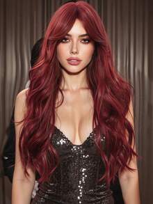 Topshe [Velvet Locks] 26 Inch Pink Gradient Synthetic Wig, Soft Heat-Resistant Voluminous Layered Wavy Curls With Curtain Bangs, Suitable For Daily Wear, Nightclub, Music Festival, Cosplay, Women's Wig - Multicolor - View 13