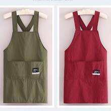 Waterproof Cross Back Apron With Pocket, Oil Resistant X-Back Chef Cooking Apron, Reusable Work Apron For Kitchen Home Bakery Coffee Shop Florist Craft Use Christmas,Halloween - Multicolor - View 3