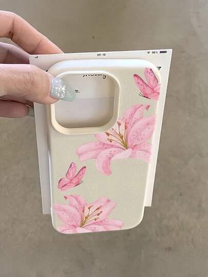 1件 白色百合蝴蝶飛翔極簡風個性化 TPU 防摔全包手機殼，適用於 Apple 17 16 15 14 13 12 11 Pro Max Air 及系列