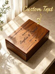 Personalized Wedding Keepsake Box, Customized Commemorative Box, Couple Name Gift, Anniversary Storage Box, Ideal Gift For Him - Multicolor - View 3