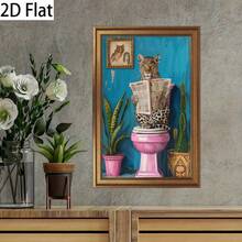 A Vibrant Leopard Print Reading Newspaper Canvas-Printed Wall Art Decoration With A Retro Golden Frame, Suitable For Living Rooms, Bedrooms, Offices, Dining Rooms, Home Decorations, Room Decorations, And Wall Decorations. - With Frame - View 4