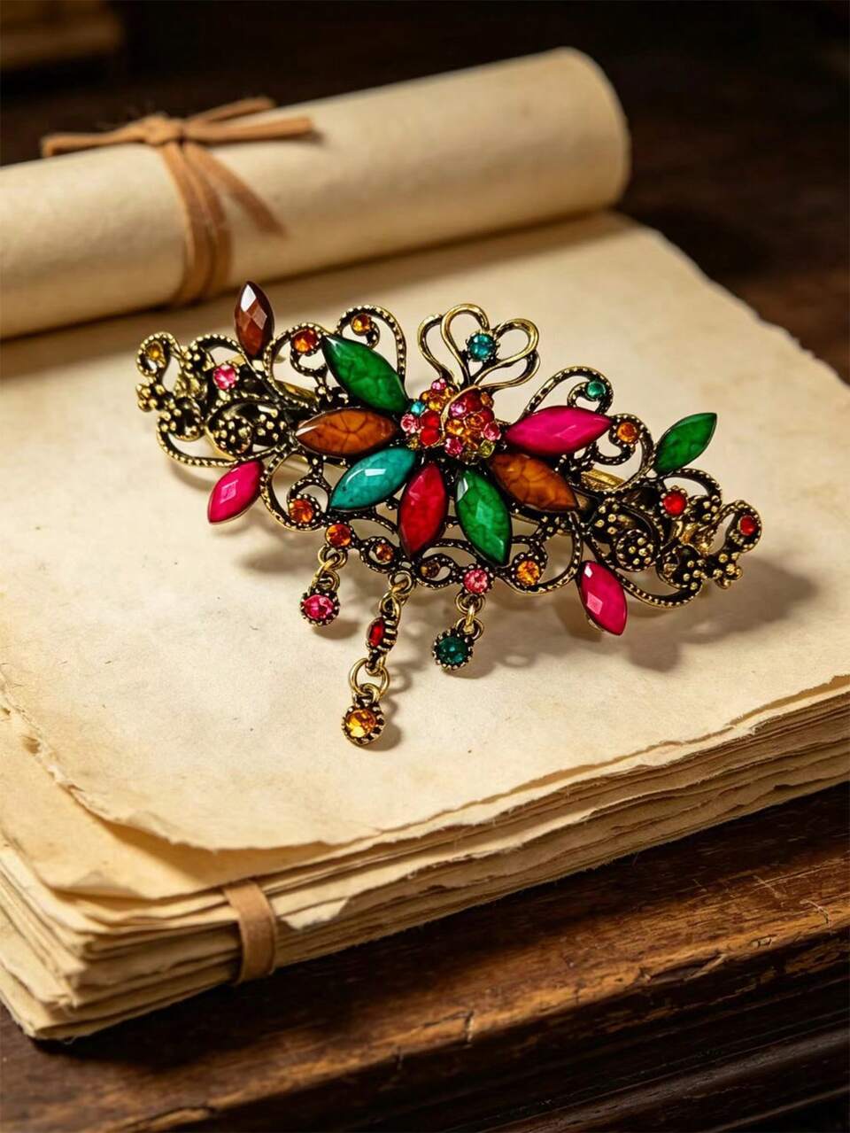 Hair Clips (Mixed Color Style, Rhinestone Colors And Positions Are Randomly Placed)