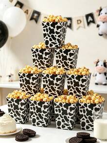 10 piezas Cajas de palomitas de maíz de papel con estampado de vaca, palomitas de maíz desechables con tema de vaca, contenedores de comida de papel, cajas de bandeja de aperitivos con tema de animales de granja para fiesta de primer cumpleaños, baby shower, revelación de género, decoraciones de fiesta de vaca, baby shower, cajas de regalo de fiesta de vaca, embalaje de regalo, suministros de fiesta de vaca, bolsas de regalo de fiesta de vaca - Vaca - Ver 4