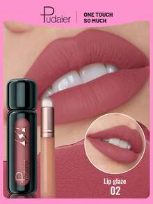 Pudaier Long-Lasting Glossy Lip Tint & Silicone Lip Brush Set – Waterproof, Vibrant Color, Moisturizing Formula, Smooth Application – Essential Beauty Tool For Women! - #02 - View 8