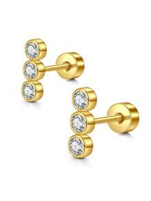 2pcs Elegant Studs Earring For Women Fashion Butterfly Moon Ear Stud Cubic Zirconia 20G Studs Earring Jewelry - Gold - View 15