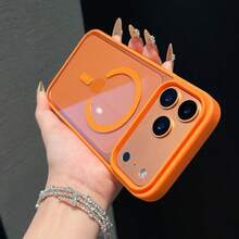 1 buah Casing Ponsel Akrilik Lubang Besar Kompatibel dengan iPhone 17 Pro Max, Pelindung Transparan Magnetik Mewah Tahan Guncangan untuk Apple 16 - Jeruk - View 2