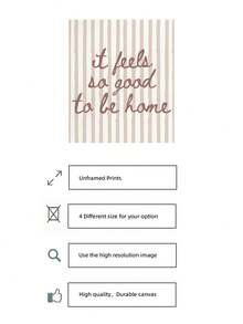 1pc Frameless Neutral Striped "Home Sweet Home" Wall Art Poster, Minimalist Vintage Decor For Dorm, Bedroom, Party Gift - Stripe - View 5