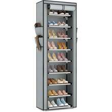 Vertical Shoe Rack With Protective Cover, 9-Tier Large Capacity Shoe Organizer With Side Pockets For Entryway, Home, And Small Apartment - View 7